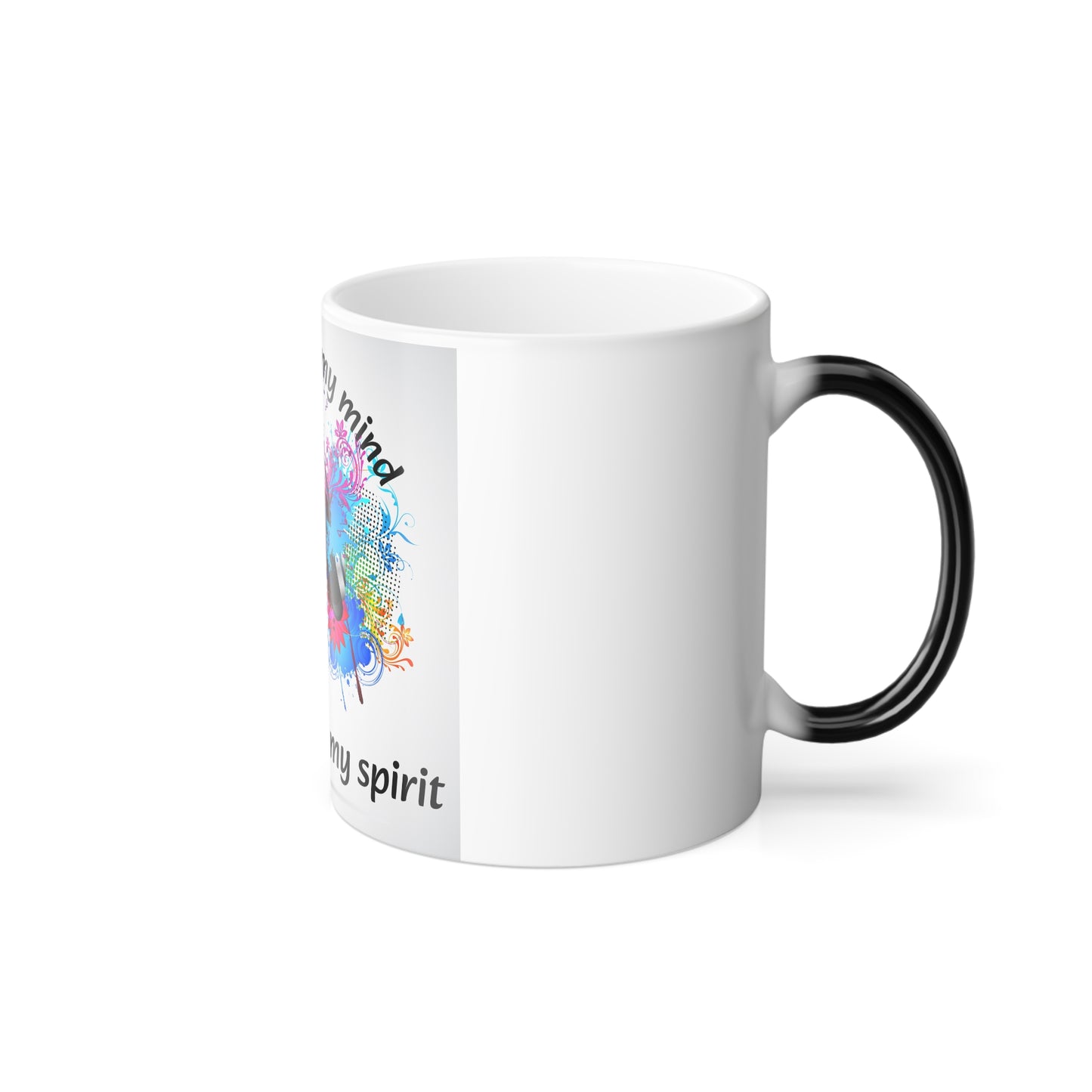 Color Morphing Mug - "Coffee Fuels My Mind, Music Fuels My Spirit" - Vibrant Heat-Sensitive Coffee Cup