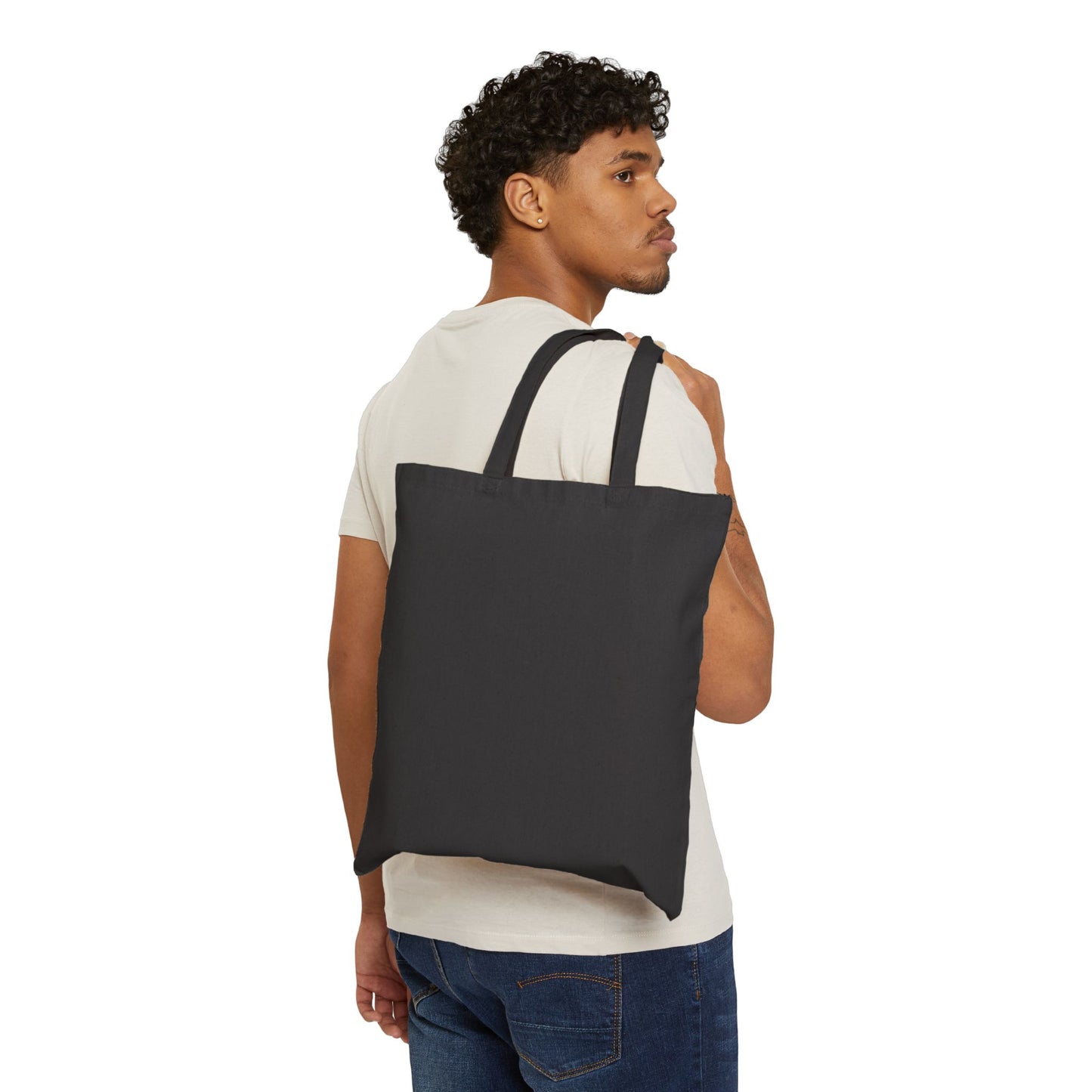 Black Cotton Canvas Tote Bag - 'STICKWME' Design