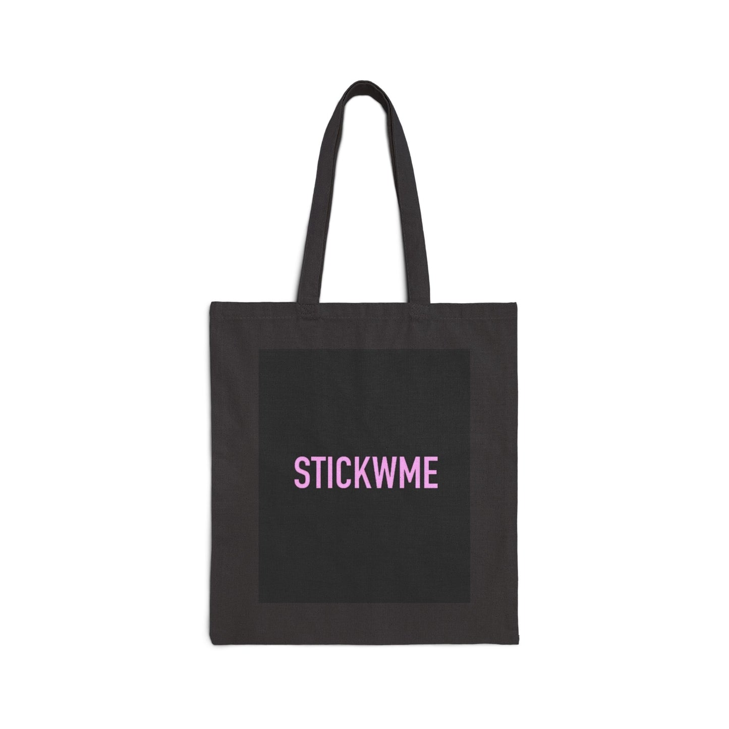 Black Cotton Canvas Tote Bag - 'STICKWME' Design