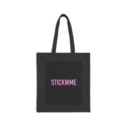 Black Cotton Canvas Tote Bag - 'STICKWME' Design