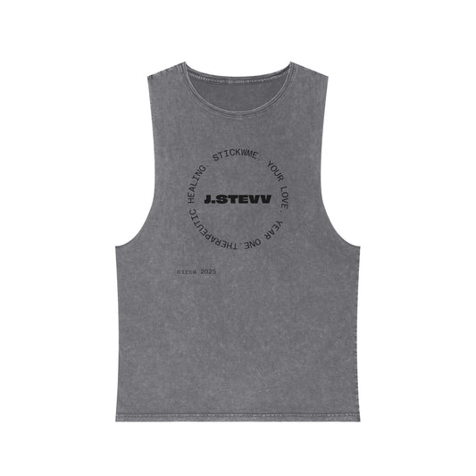 Unisex Stonewash Tank Top - Healing Vibes - Casual Summer Wear